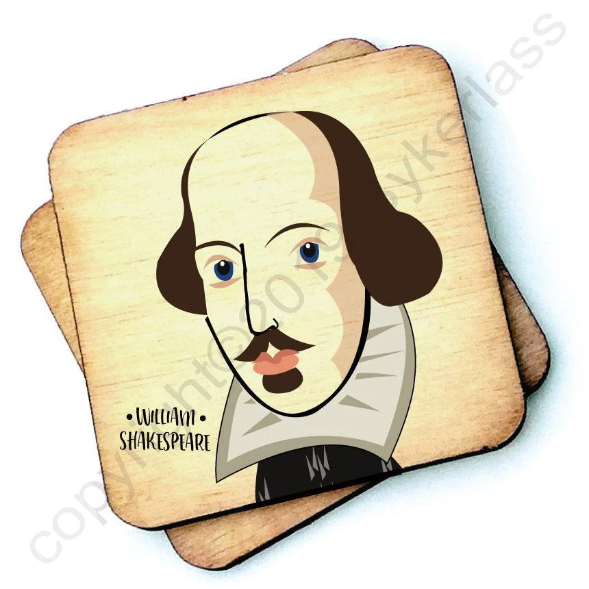 William Shakespeare Rustic Wooden Coaster
