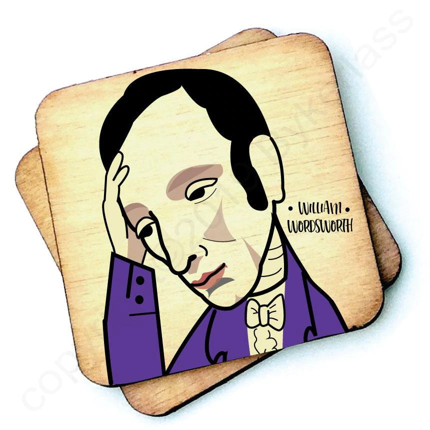William Wordsworth Rustic Wooden Coaster